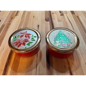 Pair of vintage Christmas trinket boxes